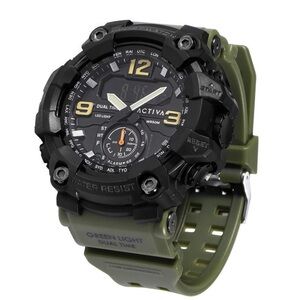 Activa x Invicta BlackOps Dual‑Time Sport Watch – Army Green Strap – NIB